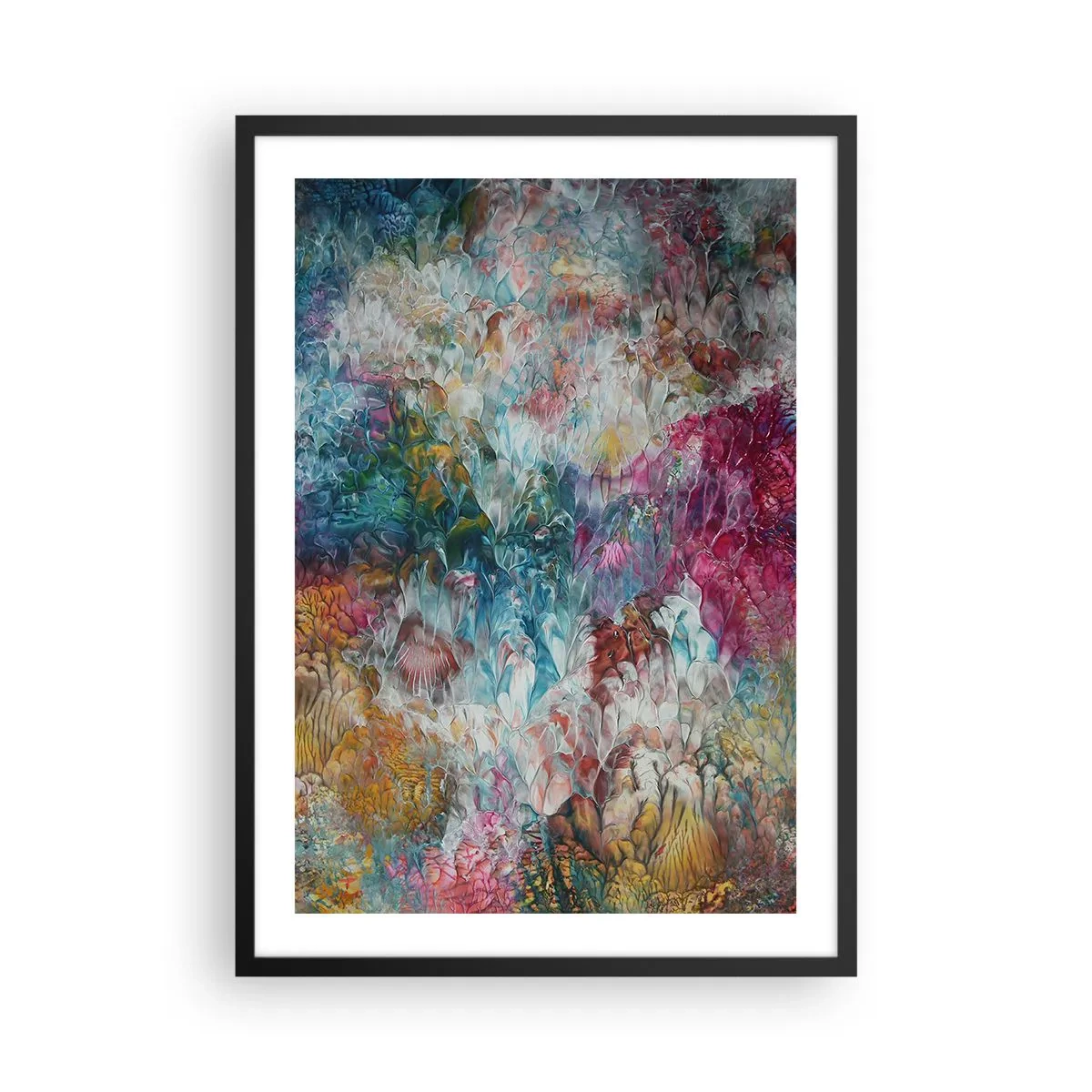 Poster in einem schwarzem Rahmen - Eine abstrakte Komposition, die blühenden Blumen ähnelt - 50x70cm - In voller Blüte - Moderne Wanddekoration für Wohnzimmer und Schlafzimmer ARTTOR