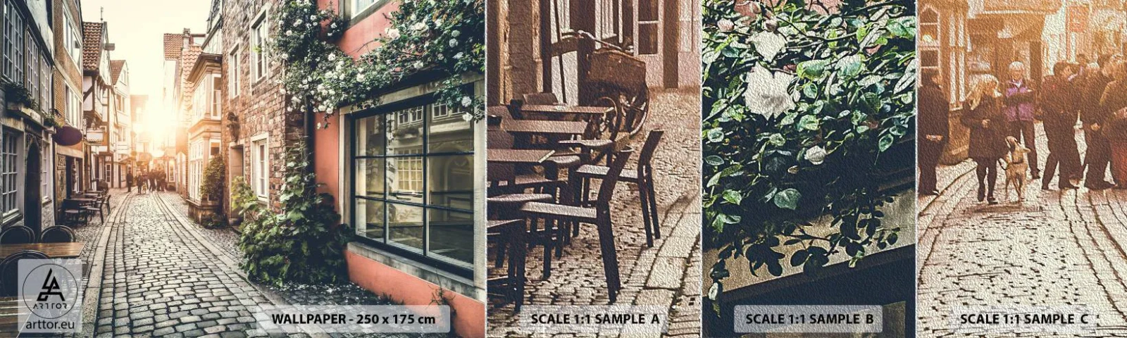 Fototapeten Muster Premium Sand - Rosenallee im rosa Schein - Stadt, Niederlande, Die Architektur - 100x30 cm