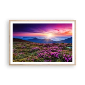 Poster in einem Rahmen aus heller Eiche - Kräuter dufteten nach frischen Trauben von den Feldern - 91x61 cm