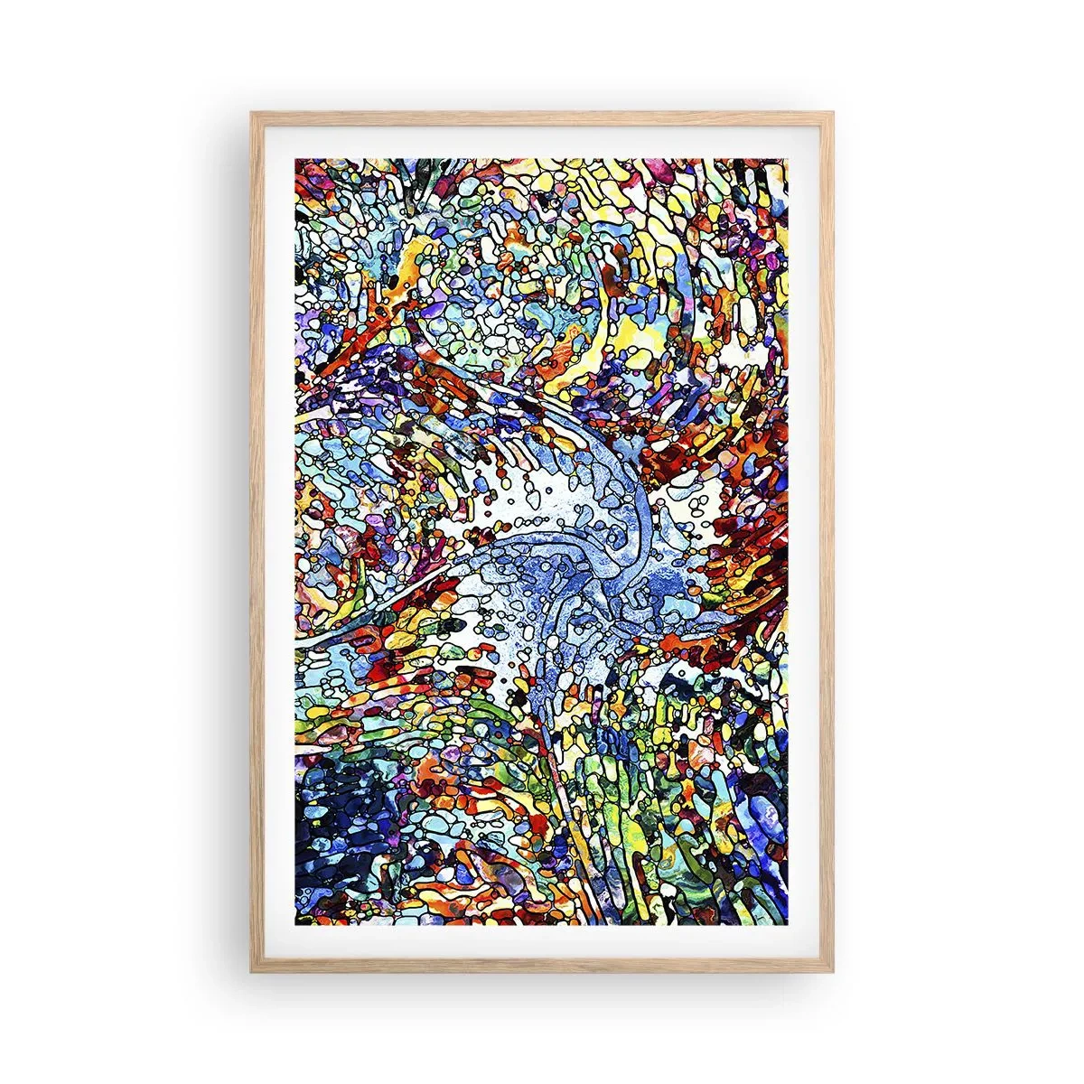 Poster in einem Rahmen aus heller Eiche - Glasmalerei Wassertropfen - 61x91 cm