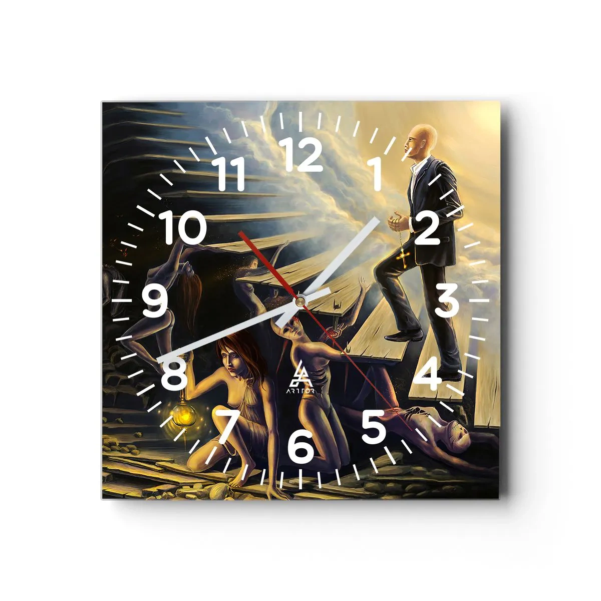 Wanduhr - Glasuhr - Danteske Reise zum Licht - 40x40 cm