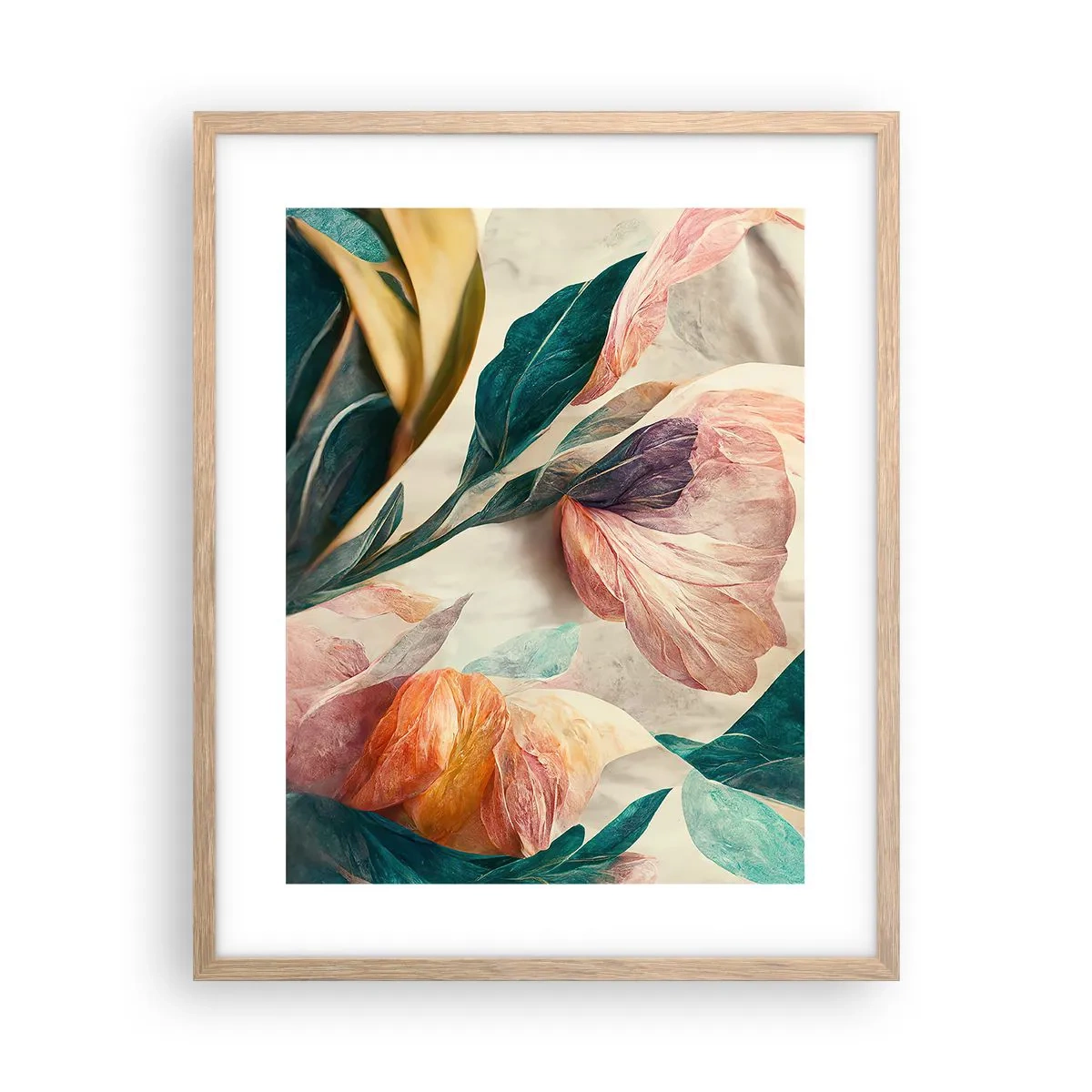 Poster in einem Rahmen aus heller Eiche - Blumen der südlichen Inseln - 40x50 cm