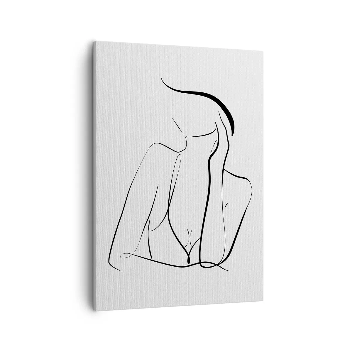 Bild auf Leinwand - Leinwandbild - Eine zarte Skizze einer weiblichen Silhouette im minimalistischen Stil - 50x70cm - Auf der Traumwelle - Moderne Wanddekoration für Wohnzimmer und Schlafzimmer ARTTOR