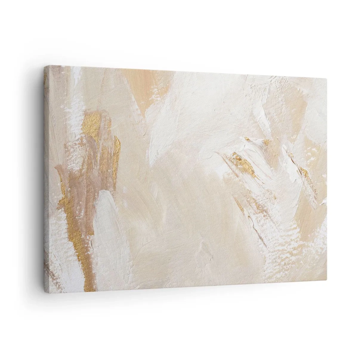Bild auf Leinwand - Leinwandbild - Zarte abstrakte Töne in Beige- und Goldtönen - 70x50cm - Pastellkomposition - Moderne Wanddekoration für Wohnzimmer und Schlafzimmer ARTTOR