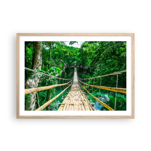 Poster in einem Rahmen aus heller Eiche - Monkey Bridge über das Grün - 70x50 cm