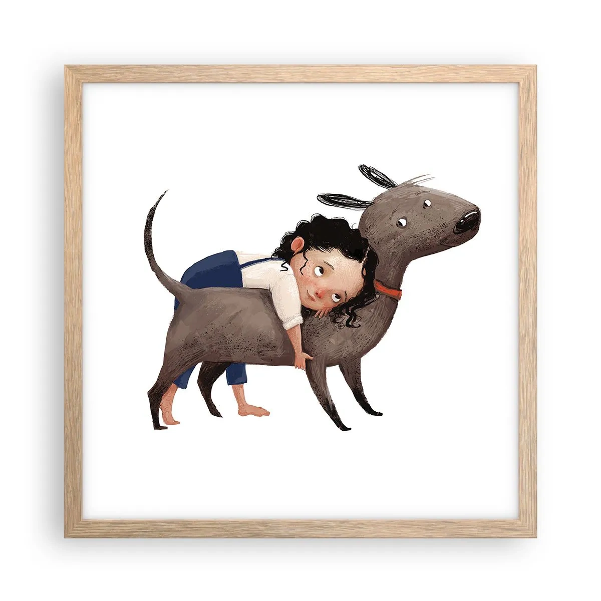 Poster in einem Rahmen aus heller Eiche - Beste Freunde - 40x40 cm