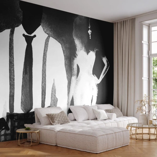 Fototapete Premium Canvas - In Noir-Atmosphäre - Abstraktion, Frau und Mann, Mode - 250x175 cm