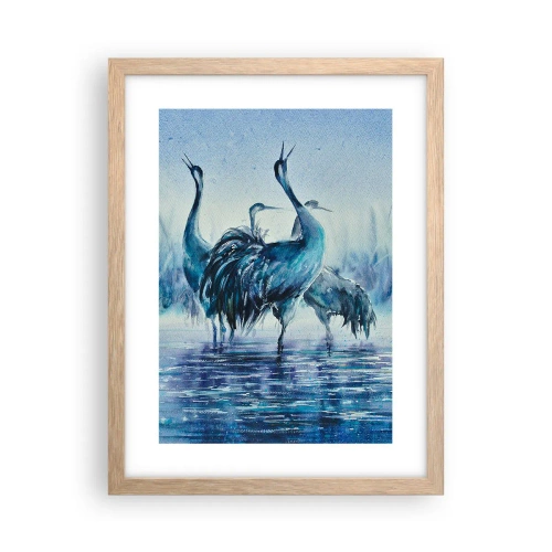 Poster in einem Rahmen aus heller Eiche - Morgentliches Treffen - 30x40 cm