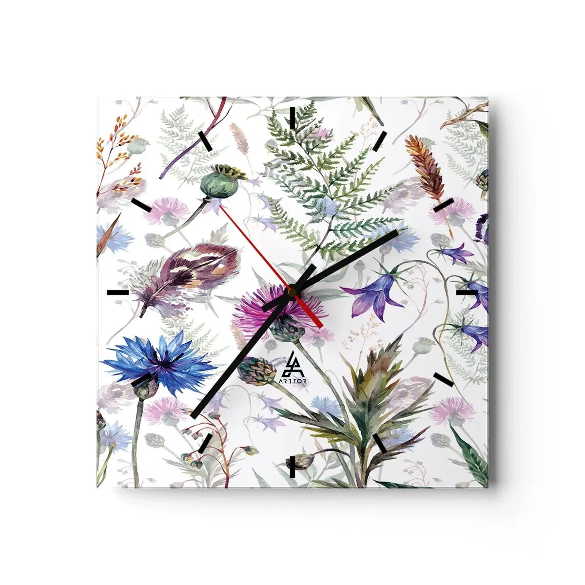 Wanduhr - Glasuhr - Polnisches Herbarium - 40x40 cm