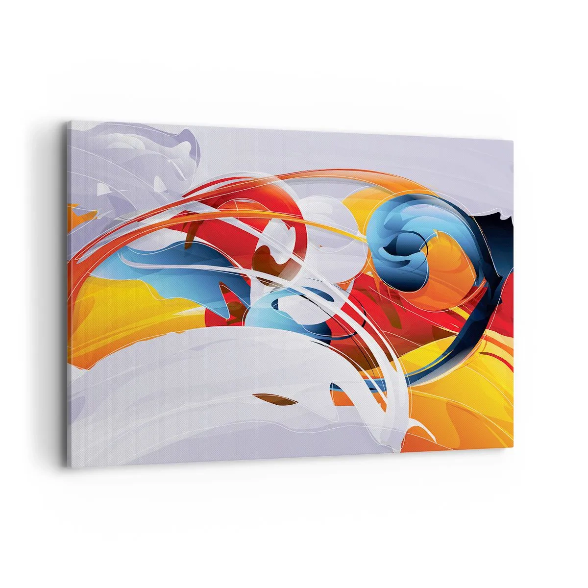 Bild auf Leinwand - Leinwandbild - Bunte Abstraktion mit dynamischen Linien und lebendigen Farben - 120x80cm - Der Tanz der Elemente - Moderne Wanddekoration für Wohnzimmer und Schlafzimmer ARTTOR