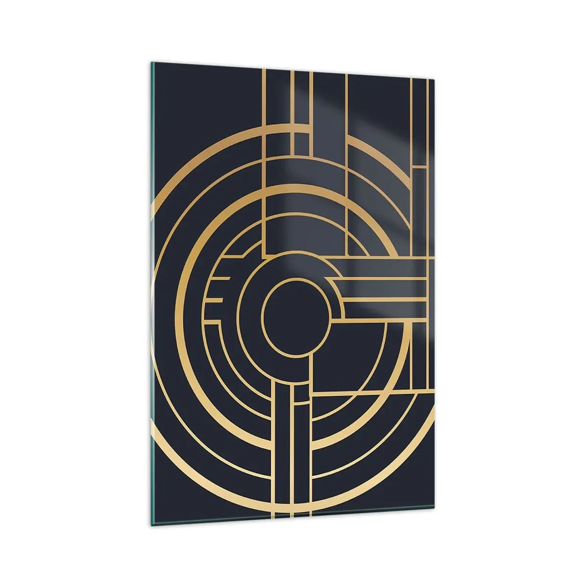 Glasbild - Bild auf glas - Geometrisches Muster mit goldenen Linien - 80x120cm - Wendungen der Dinge - Moderne Wanddekoration für Wohnzimmer und Schlafzimmer ARTTOR