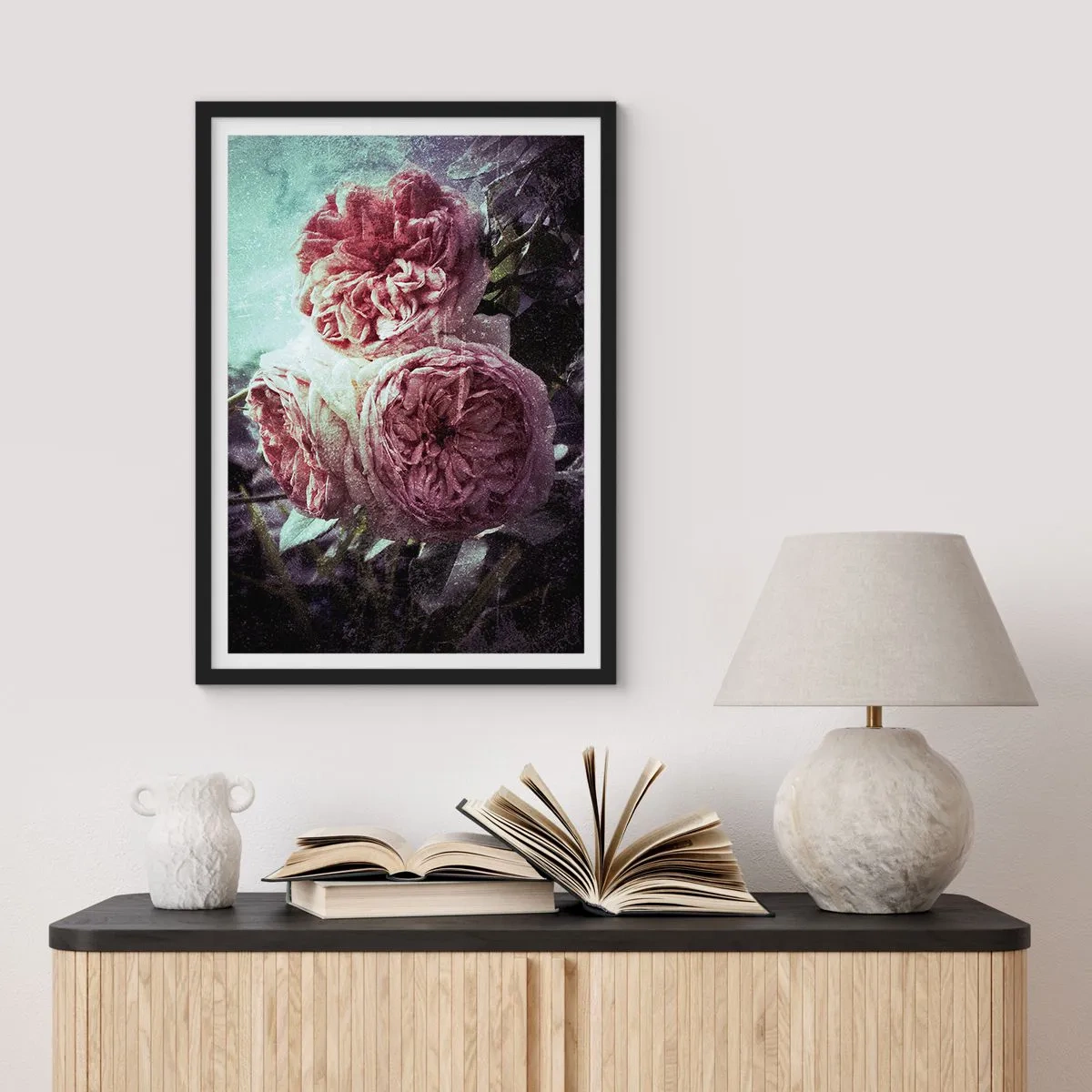Poster in einem schwarzem Rahmen - In romantischer Atmosphäre - 50x70cm - In romantischer Atmosphäre - Moderne Wanddekoration für Wohnzimmer und Schlafzimmer ARTTOR