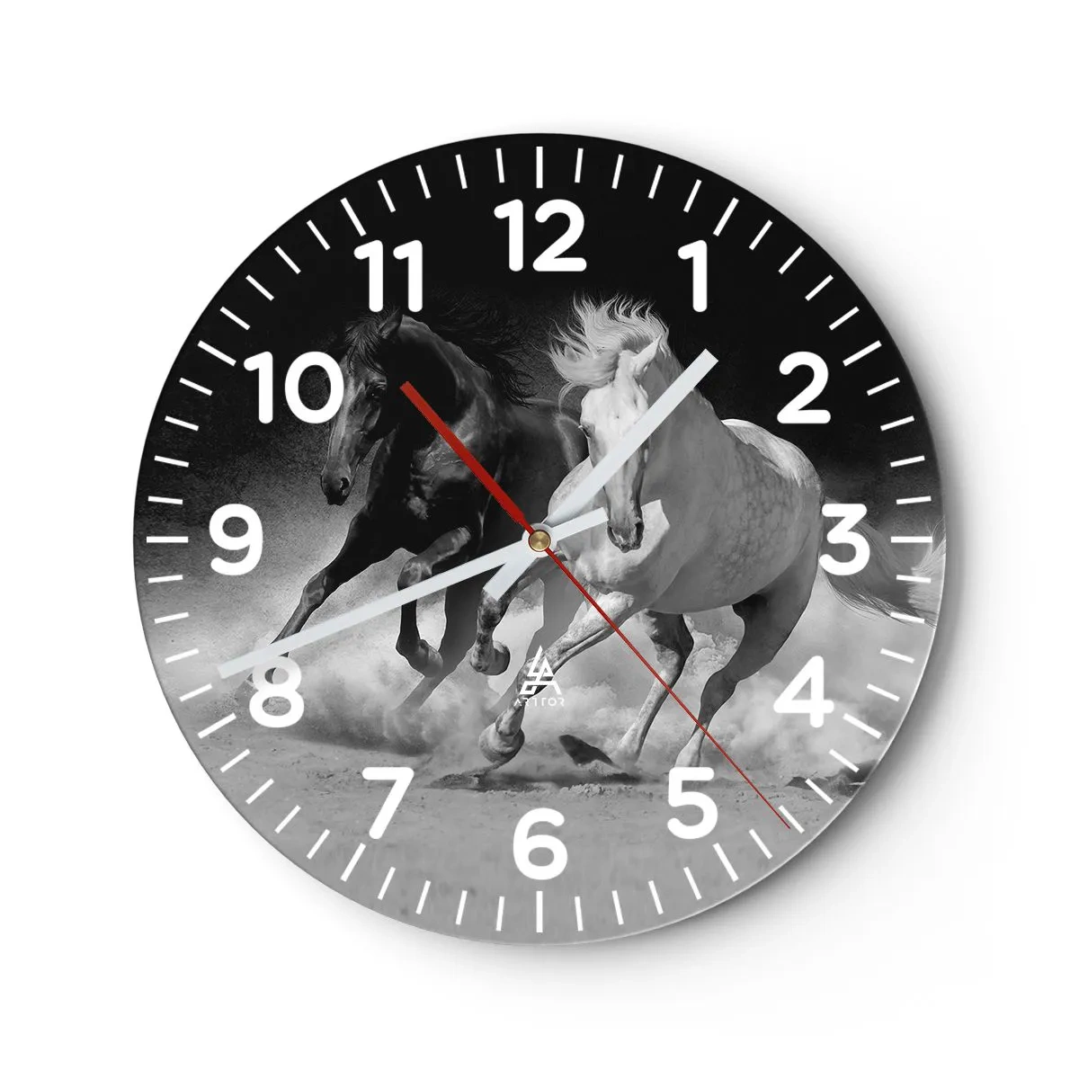Wanduhr - Glasuhr - Galopp der Freiheit - 40x40 cm