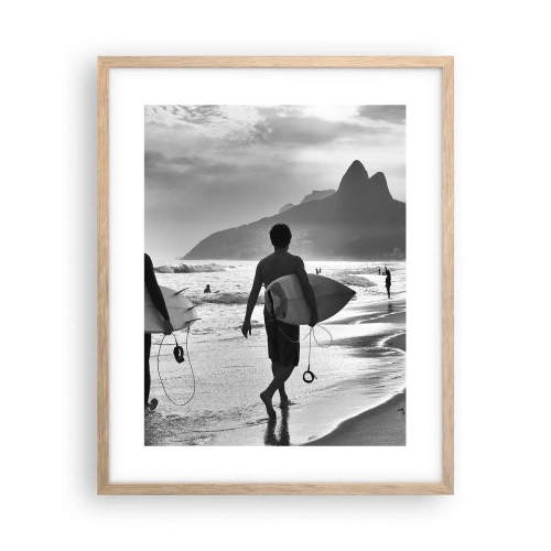 Poster in einem Rahmen aus heller Eiche - Single-Wave-Samba - 40x50 cm