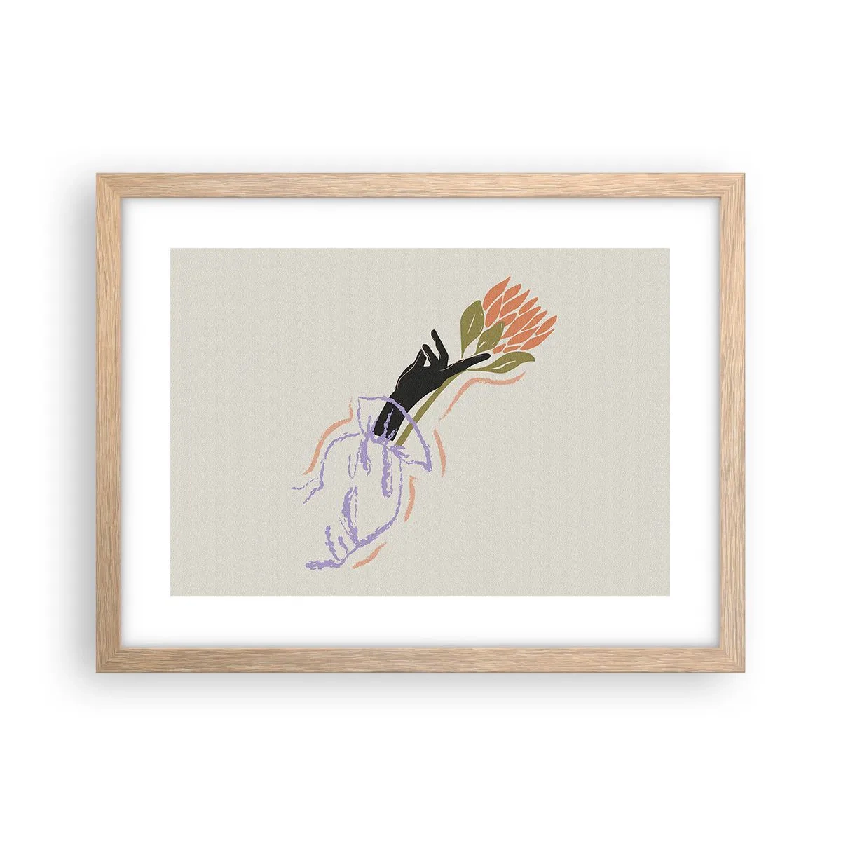 Poster in einem Rahmen aus heller Eiche - Schwesterliche Berührung - 40x30 cm