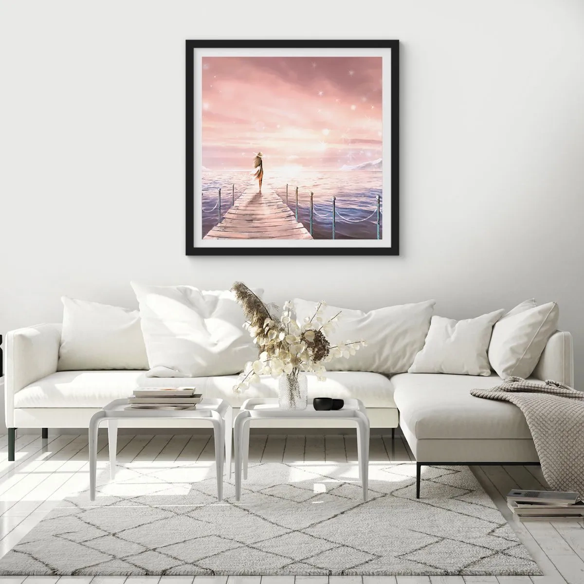 Poster in einem schwarzem Rahmen - Im Licht eines Traums - 40x40 cm