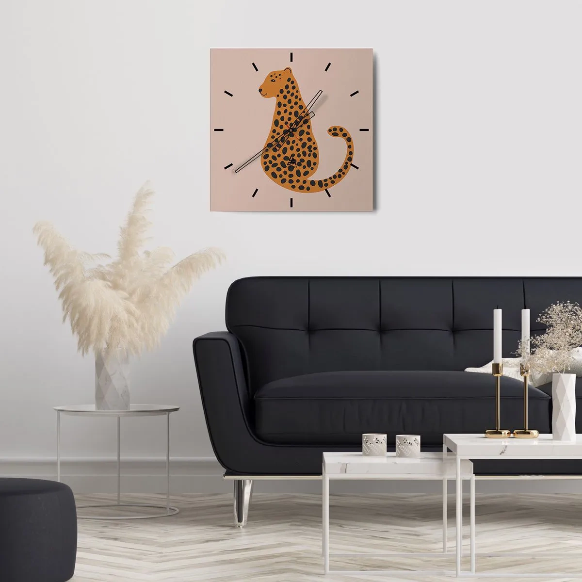 Wanduhr - Glasuhr - Leopardenmuster ist ein modisches Muster - 40x40 cm