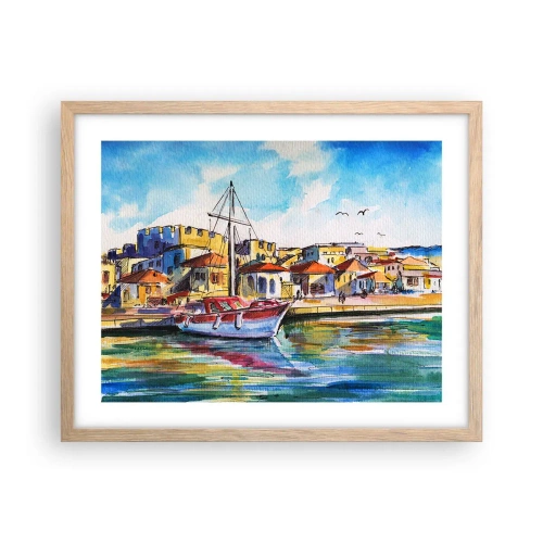 Poster in einem Rahmen aus heller Eiche - Regenbogennachmittag - 50x40 cm