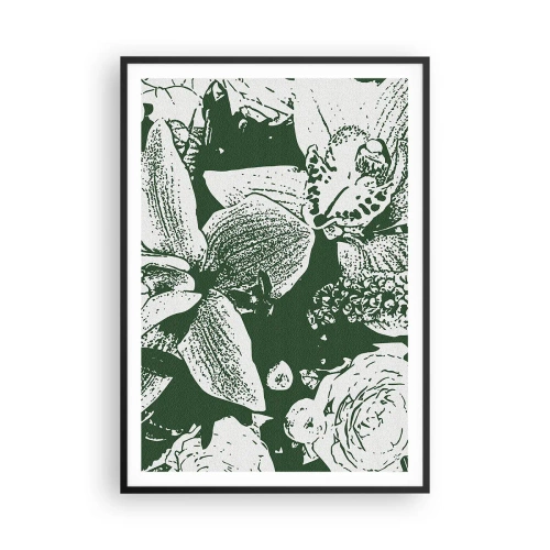 Poster in einem schwarzem Rahmen - Blumenstrauß – die Welt des Grüns - 70x100 cm