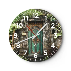 Wanduhr - Glasuhr - Eine Tür zu einer exotischen Welt - 40x40 cm