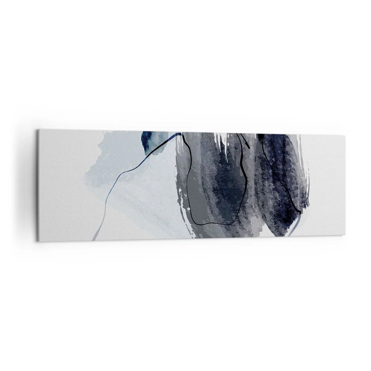 Bild auf Leinwand - Leinwandbild - Abstrakte Komposition in Grau- und Blautönen - 160x50cm - Intensität und Bewegung - Moderne Wanddekoration für Wohnzimmer und Schlafzimmer ARTTOR
