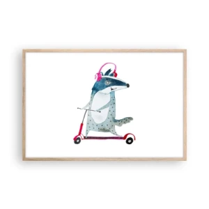 Poster in einem Rahmen aus heller Eiche - Dachsfreude - 91x61 cm