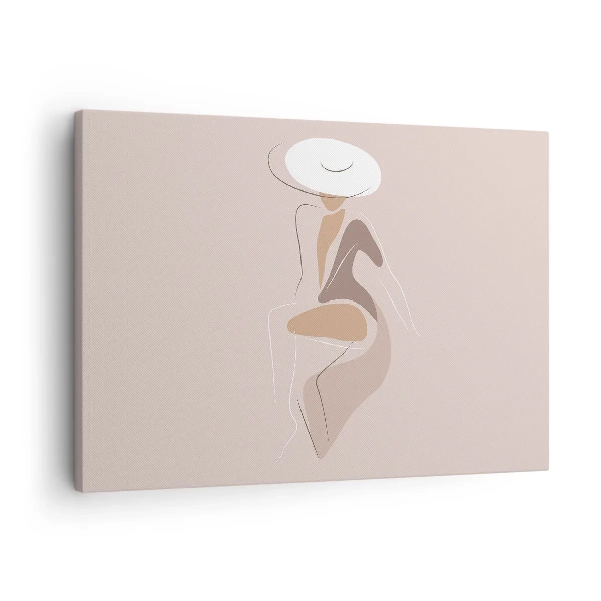 Bild auf Leinwand - Leinwandbild - Minimalistische Silhouette einer Frau mit Hut - 70x50cm - Eine Dame sein - Moderne Wanddekoration für Wohnzimmer und Schlafzimmer ARTTOR