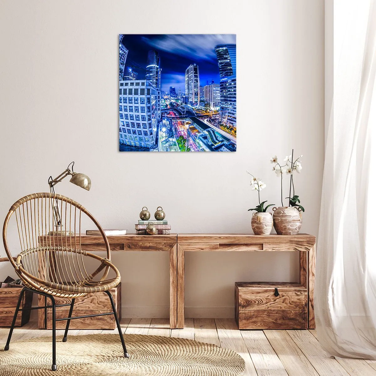 Bild auf Leinwand - Leinwandbild - Rhythmen der Nachtstadt - 40x40 cm