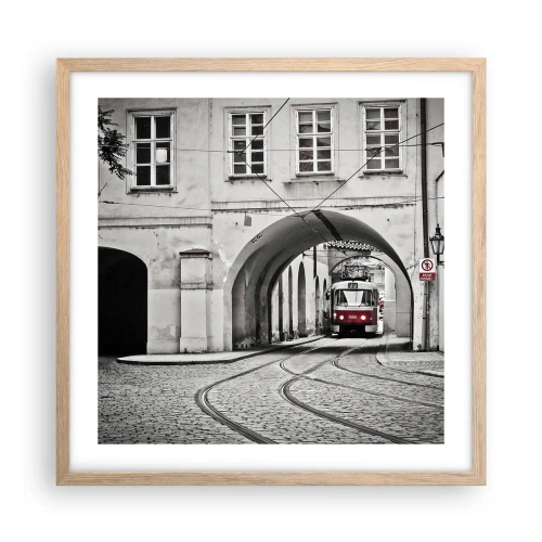Poster in einem Rahmen aus heller Eiche - Durch das Stadtlabyrinth - 50x50 cm