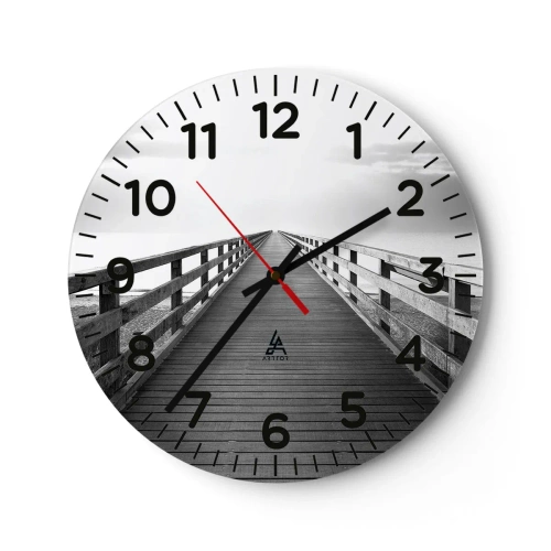 Wanduhr - Glasuhr - In die Ferne ... - 40x40 cm