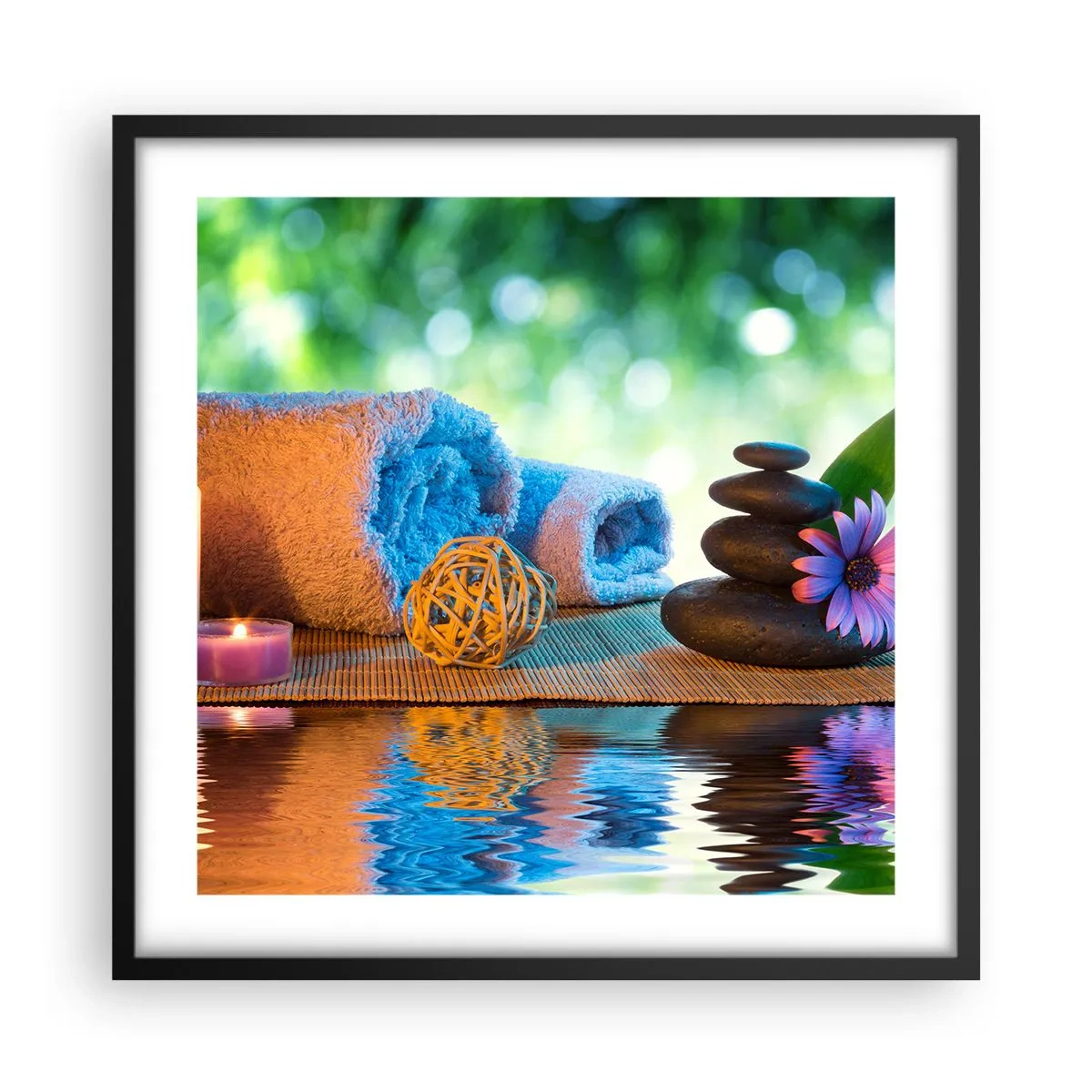 Poster in einem schwarzem Rahmen - Zeit für den Körper - 50x50 cm