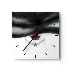 Wanduhr - Glasuhr - Ein subtiles Porträt einer Frau, deren Gesicht in einem monochromen Stil bedeckt ist. - 30x30cm - Ein sinnliches Geheimnis - Moderne Wanddekoration für Wohnzimmer und Schlafzimmer ARTTOR