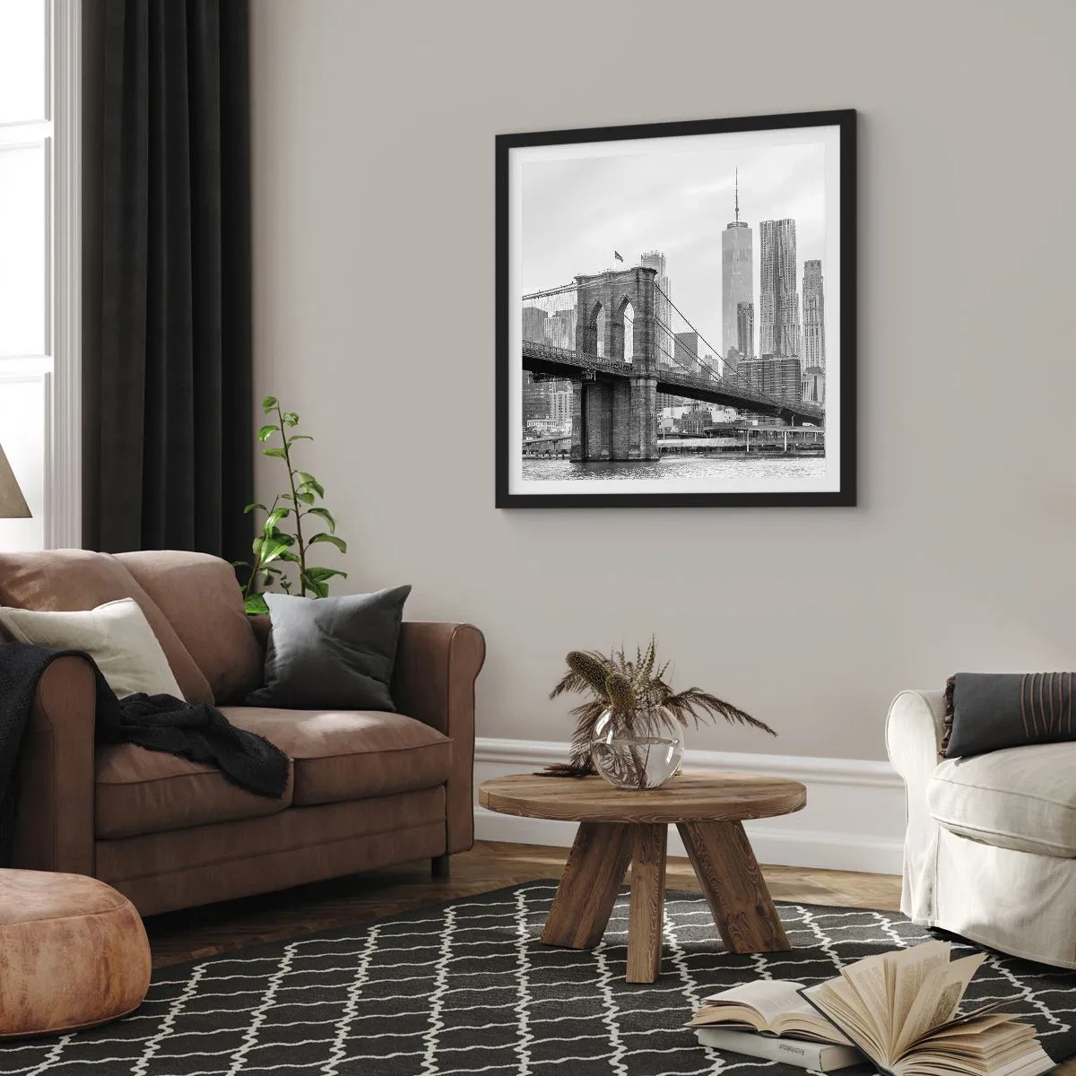 Poster in einem schwarzem Rahmen - New Yorker Atmosphäre - 60x60 cm