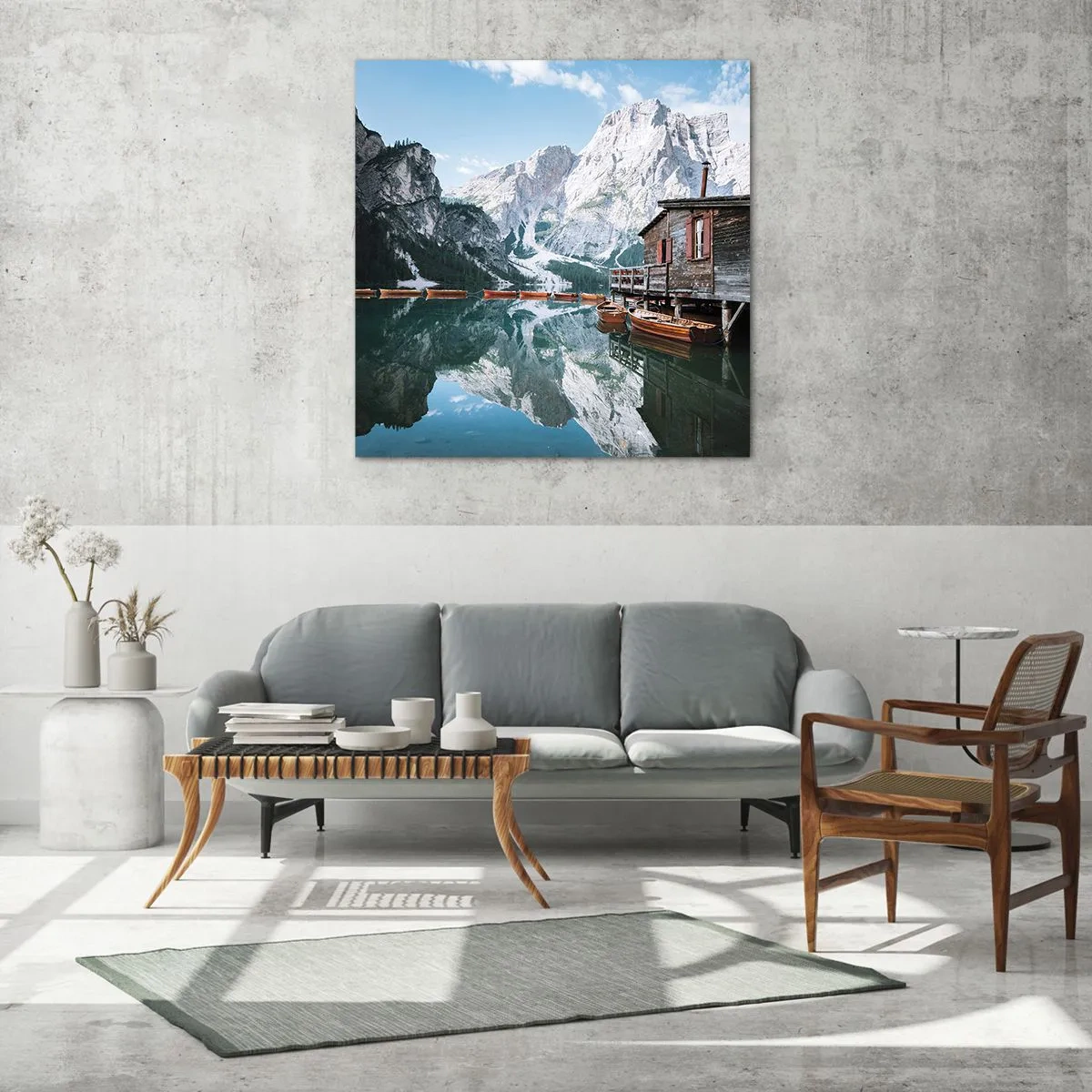 Glasbild - Bild auf glas - Kristallklarer Bergmorgen - 30x30 cm