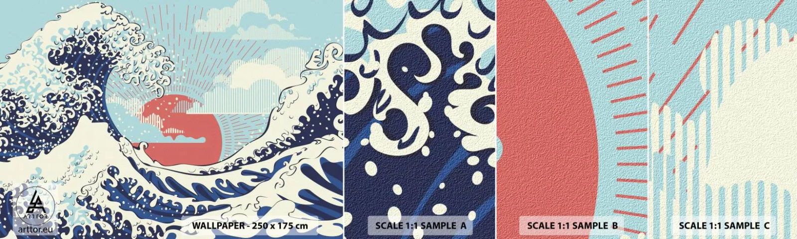 Fototapeten Muster Selbstklebend Deluxe Sticker - Von japanischer Inspiration - Abstraktion, Meereswelle, Meer - 100x30 cm