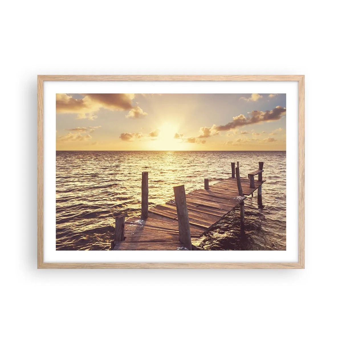 Poster in einem Rahmen aus heller Eiche - Das goldene Land der Sanftmut - 70x50 cm