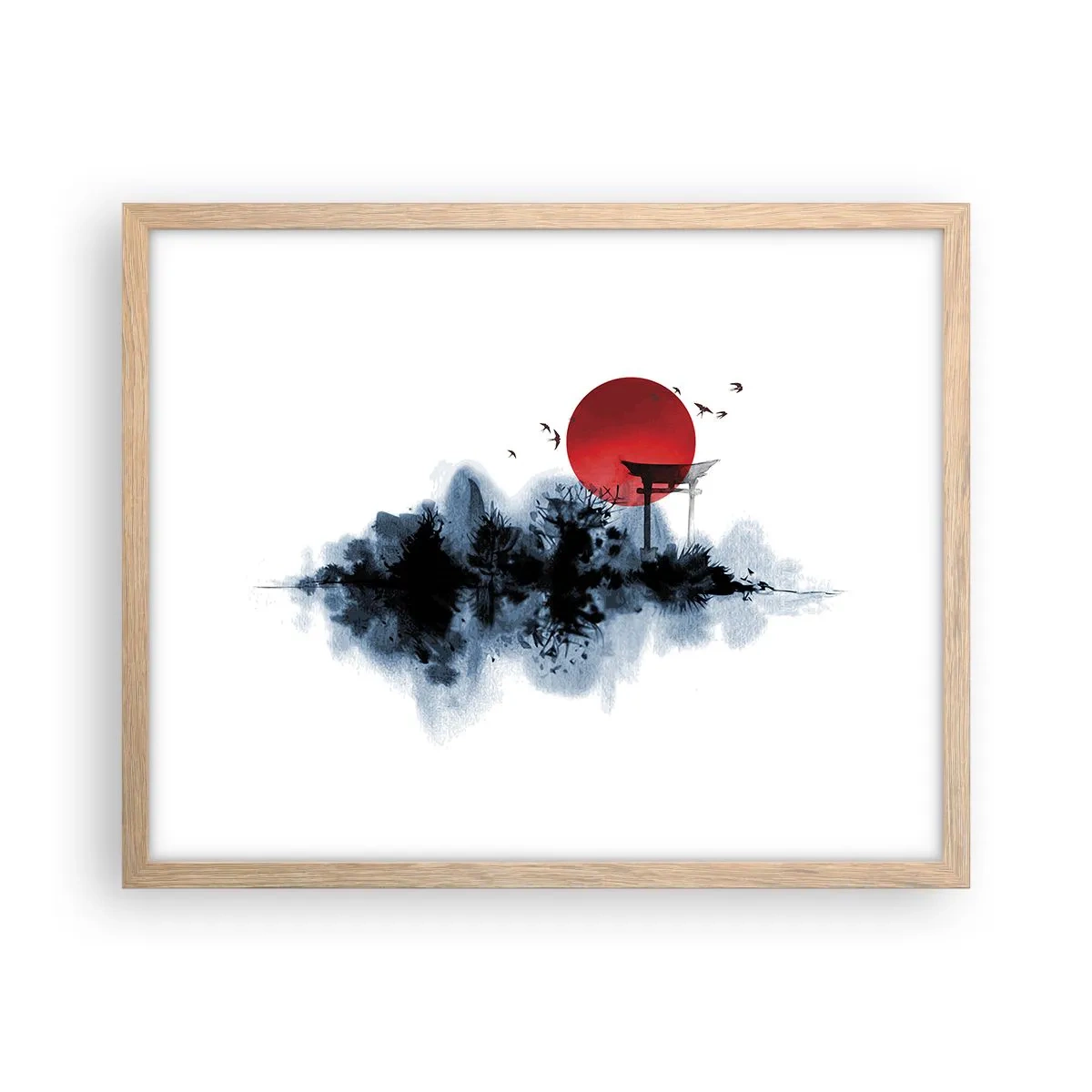 Poster in einem Rahmen aus heller Eiche - Japanische Sicht - 50x40 cm