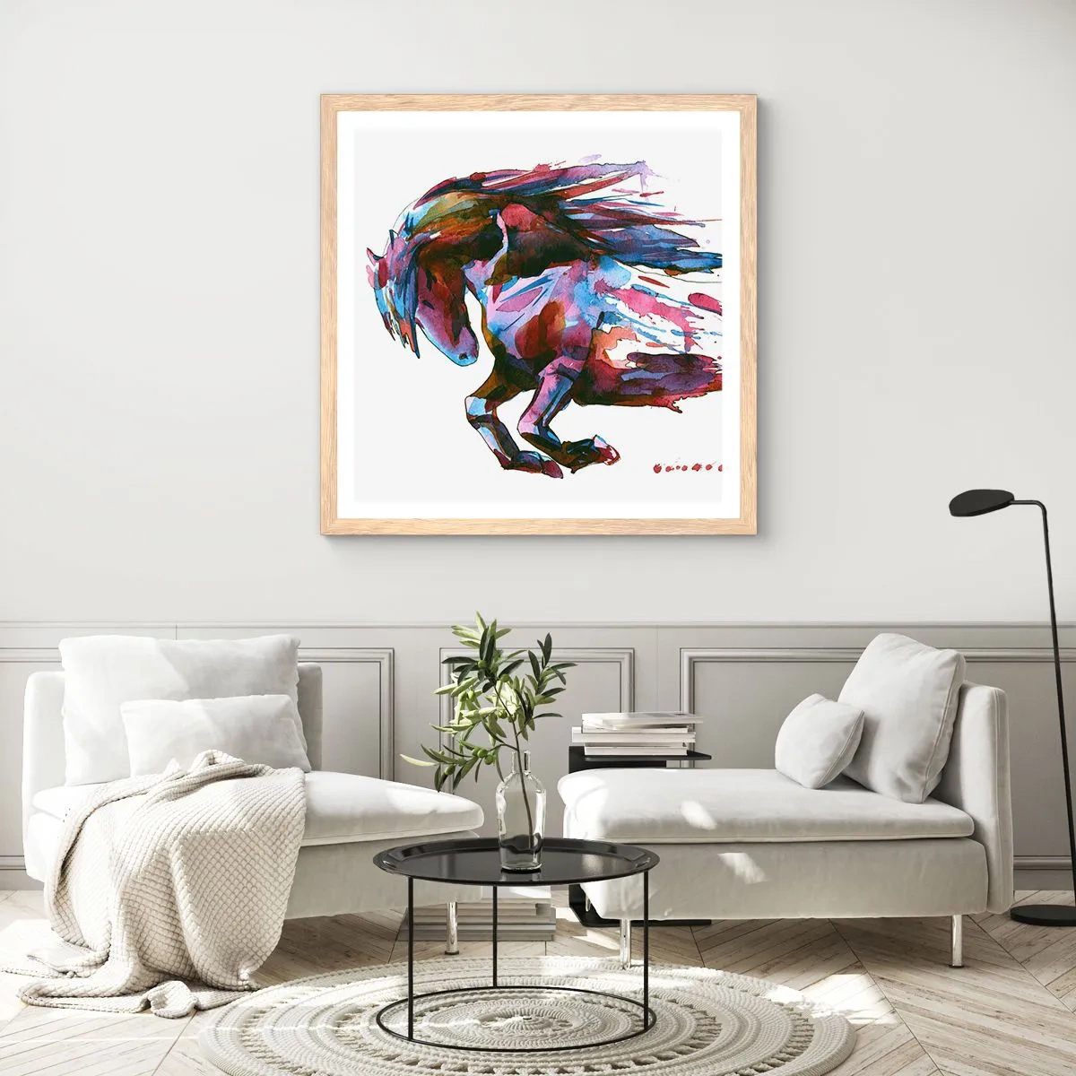 Poster in einem Rahmen aus heller Eiche - In Verzückung - 40x40 cm