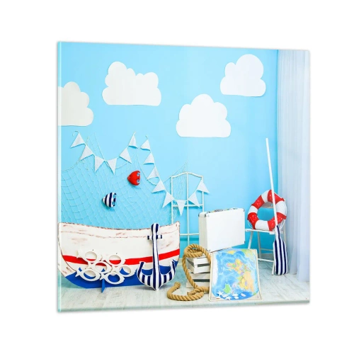 Glasbild - Bild auf glas - Die Sehnsucht eines Kindes nach Abenteuer - 30x30 cm