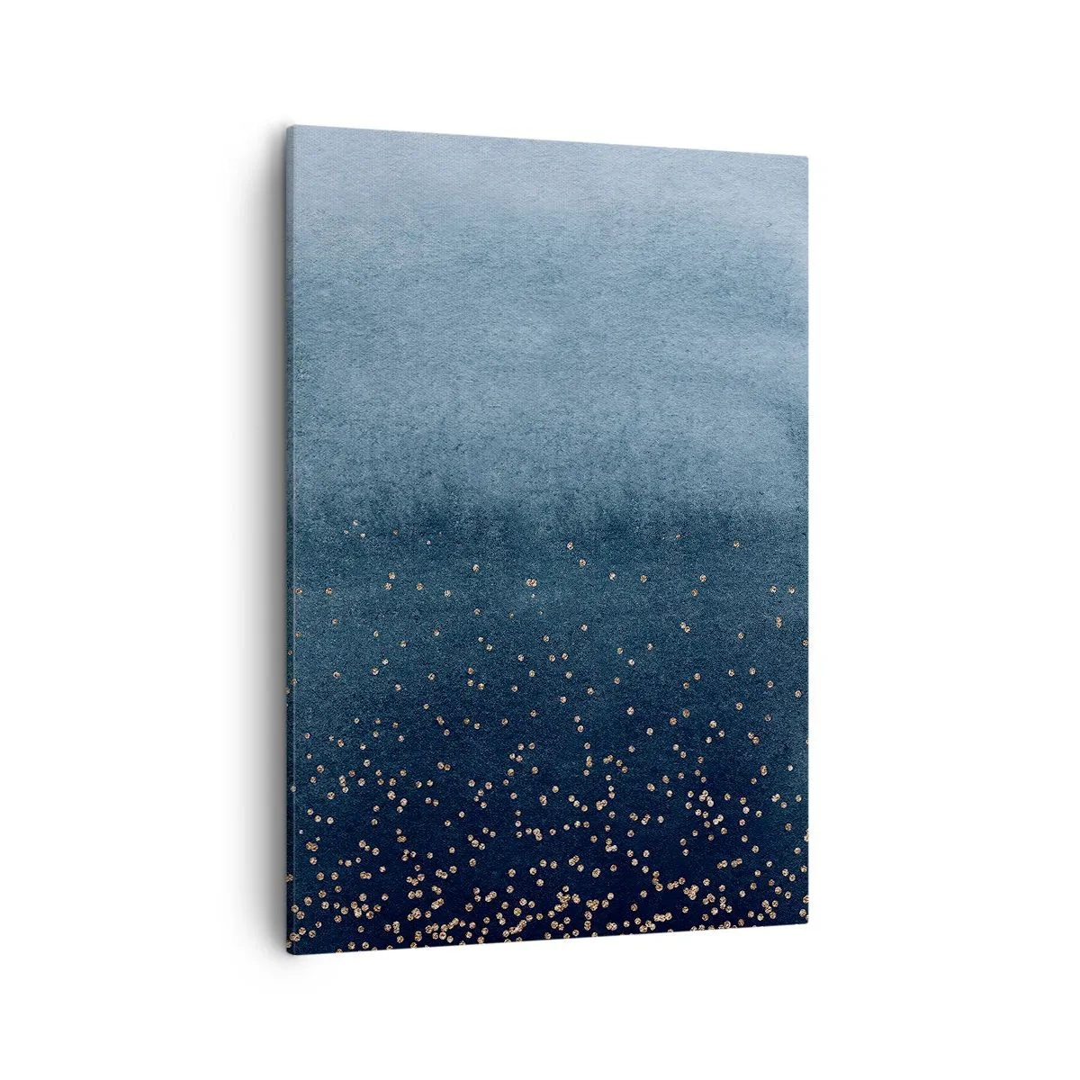 Bild auf Leinwand - Leinwandbild - Blaue Farbverläufe mit dezenten Goldakzenten - 50x70cm - Komposition - blaue Phasen - Moderne Wanddekoration für Wohnzimmer und Schlafzimmer ARTTOR