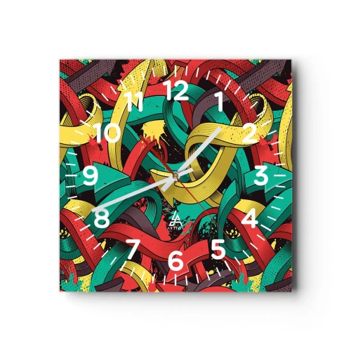 Wanduhr - Glasuhr - Welcher Weg zum Ziel? - 30x30 cm