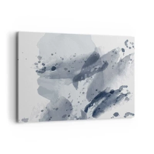 Bild auf Leinwand - Leinwandbild - Abstrakte Flecken in Blautönen auf hellem Hintergrund - 100x70cm - Eine Studie über die Natur des Wassers - Moderne Wanddekoration für Wohnzimmer und Schlafzimmer ARTTOR