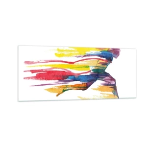 Glasbild - Bild auf glas - Über den Regenbogen laufen - 100x40 cm