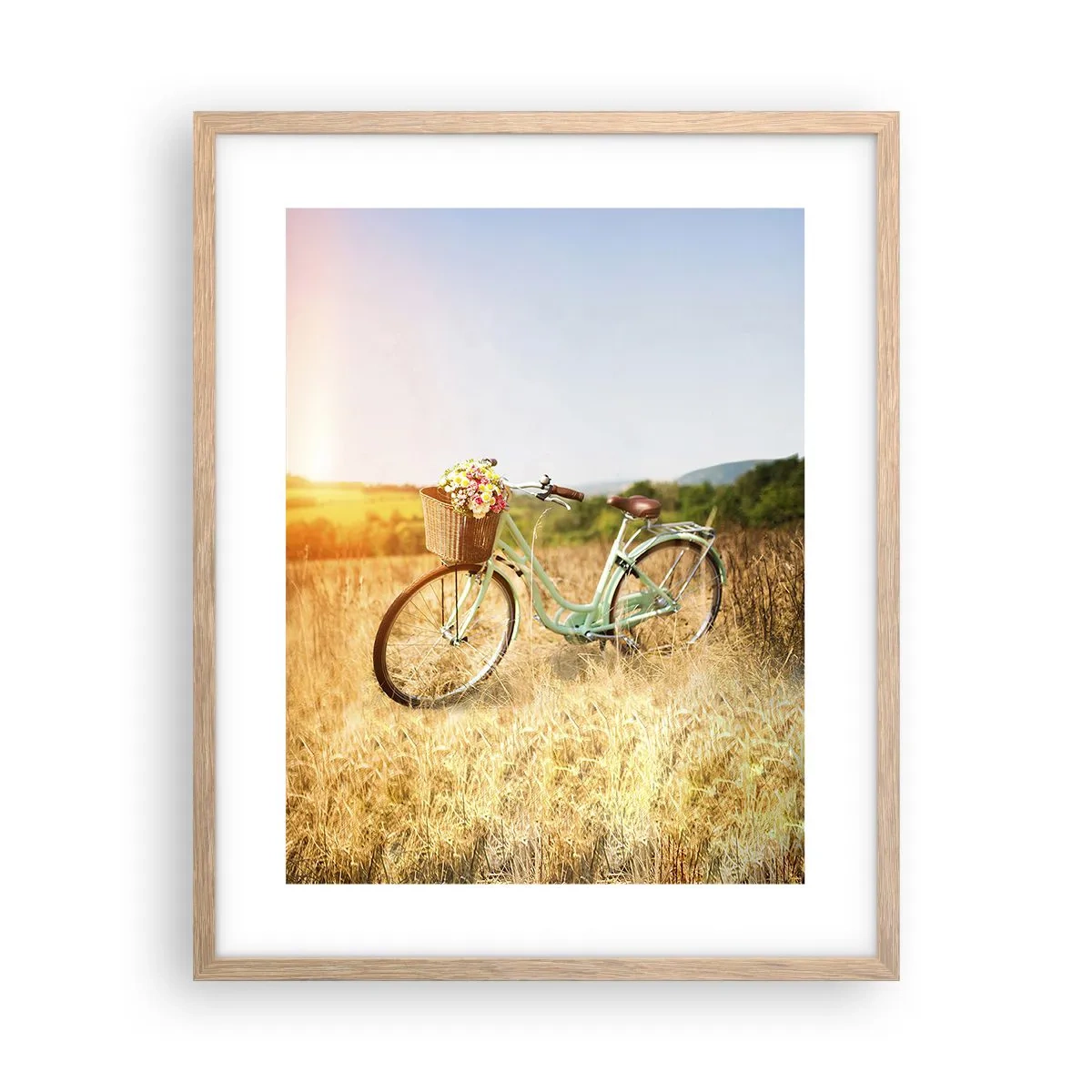 Poster in einem Rahmen aus heller Eiche - Ich bleibe eine Weile hier - 40x50 cm