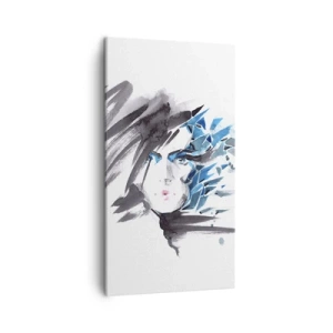 Bild auf Leinwand - Leinwandbild - Sinnliches Portrait in Grau und Blau - 45x80 cm