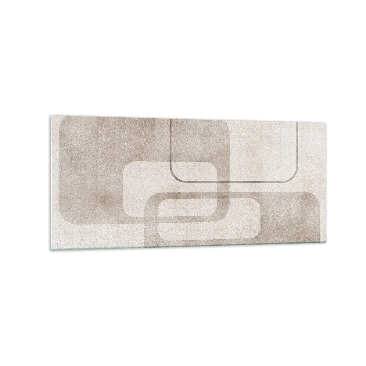 Glasbild - Bild auf glas - Eine minimalistische Komposition mit Rechtecken in Beigetönen auf dezentem Hintergrund. - 120x50cm - Geometrische Fuge - Moderne Wanddekoration für Wohnzimmer und Schlafzimmer ARTTOR