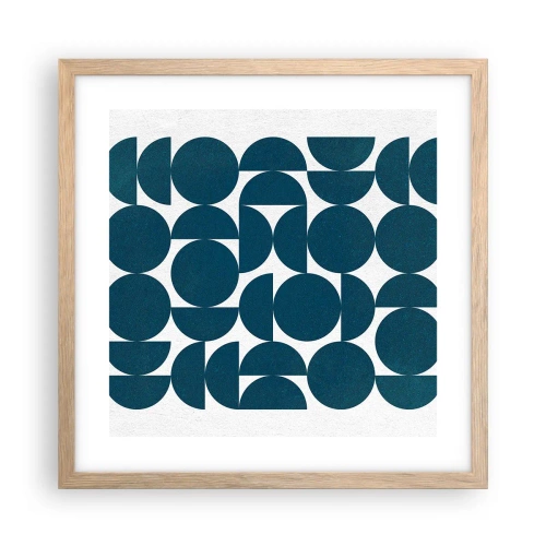 Poster in einem Rahmen aus heller Eiche - Kreise und Halbkreise - 40x40 cm