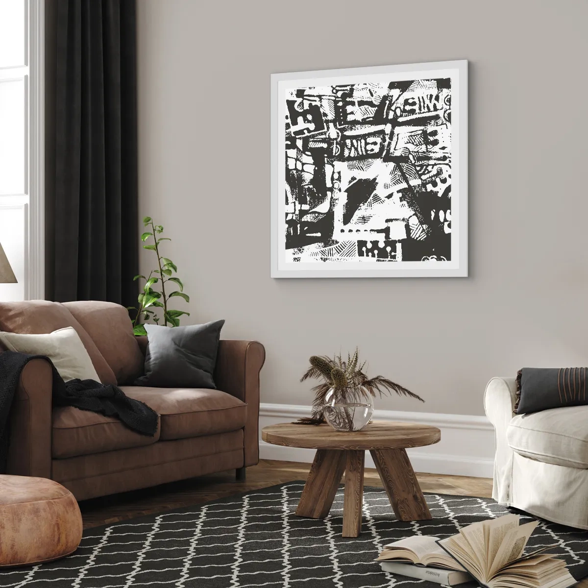 Poster in einem weißen Rahmen - Ordnung oder Chaos? - 40x40 cm