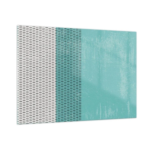 Glasbild - Bild auf glas - Moderne Abstraktion in Türkis und Weiß - 100x70cm - Eine ausgewogene Komposition - Moderne Wanddekoration für Wohnzimmer und Schlafzimmer ARTTOR