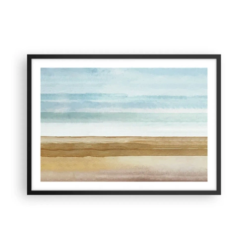 Poster in einem schwarzem Rahmen - Abstrakte Strandlandschaft in Pastelltönen - 70x50cm - Trost - Moderne Wanddekoration für Wohnzimmer und Schlafzimmer ARTTOR